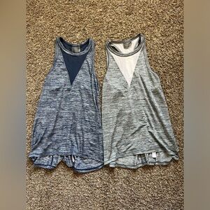 Athleta Tank Top Womens Small Utopia Heather‎ Blue Mesh Cutout Halter Racerback